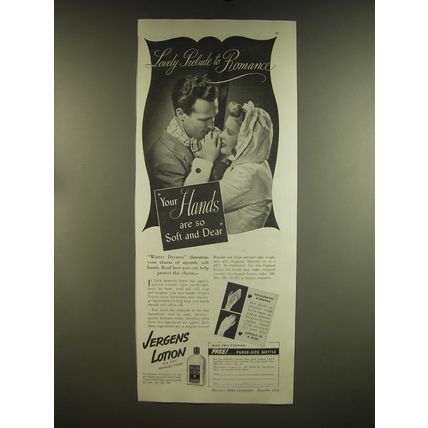 1939 Jergens Lotion Ad - Lovely prelude to Romance