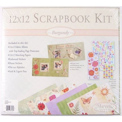 NIB Marcella by Kay 12 x 12 Burgundy Scrapbook Kit, Over 200 Pieces, $49.99