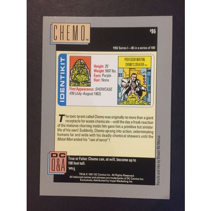 DC Cosmic Cards trading card #86-Chemo, excellent condition!