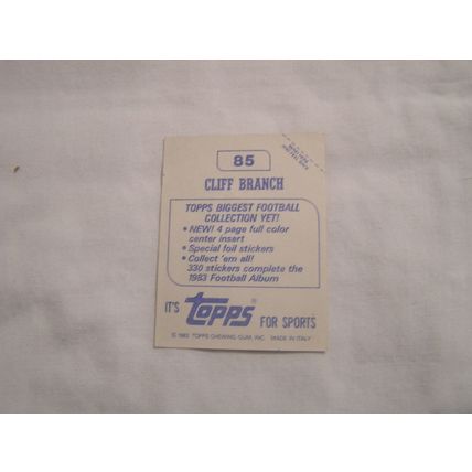 Cliff Branch 1983 Topps STICKER NO. 85