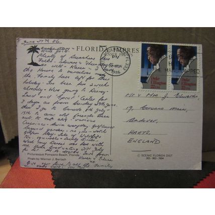 POMPANO BEACH, FLORIDA, USA used postcard 1986 postmark =