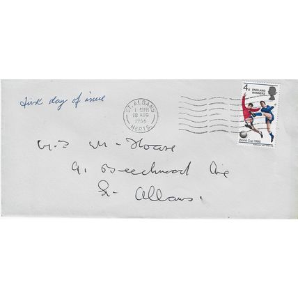 GB 1966 World Cup England Winners FDC St Albans pm