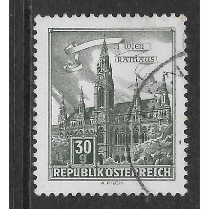 AUSTRIA 1957 BUILDINGS 30G GREEN VIENNA TOWN HALL SG1296 FINE USED#