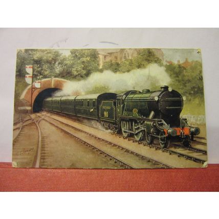 WATERLOO-BOURNEMOUTH EXPRESS STEAM ENGINE used postcard c.1936 by J. Salmon /