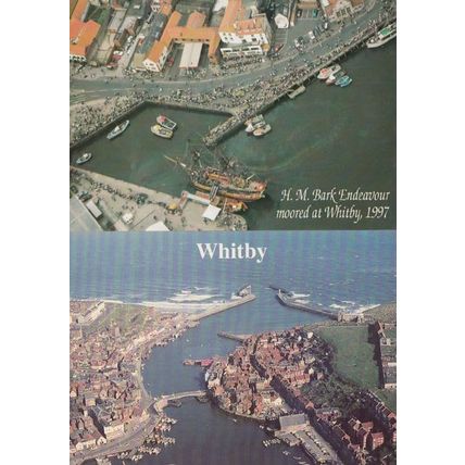 HM Bark Endeavour Ship at Whitby 1997 2x Spectacular Harbour Aerial Postcard s