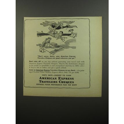 1952 American Express Travelers Cheques Ad - Don't worry, Henry