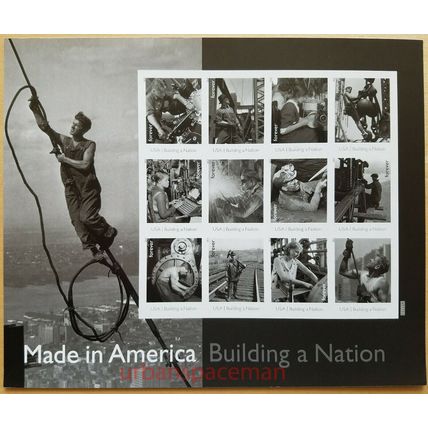 Building a Nation Man on Cable Sheet of 12 Current Rate Stamps Scott 4801