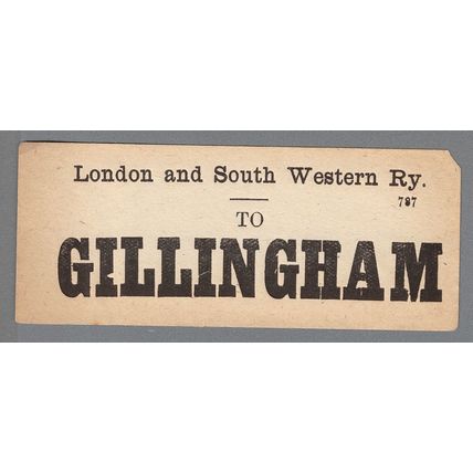 LONDON & SOUTH WESTERN RAILWAY LUGGAGE LABEL - GILLINGHAM (Caps)