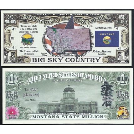 State of Montana Million Dollar Bill Novelty Note - Wholesale Lot Of 200
