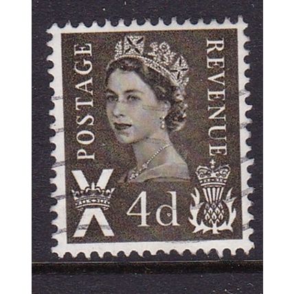 GB REGIONAL ISSUE 1967-70 SCOTLAND 4d OLIVE SEPIA USED SG S9