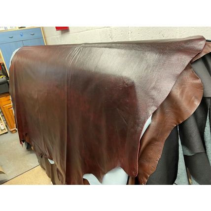 Italian Full Whole Leather Cow Hide Colour Antique Red, 48 sq ft per hide