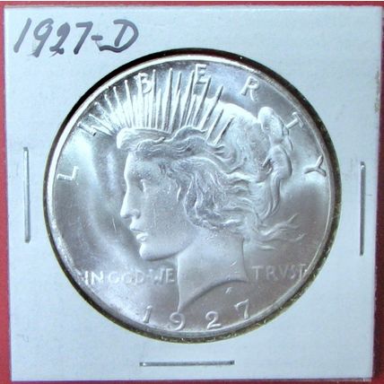 1927-D Peace Dollar. This Coin is a replica and contains NO precious metal.