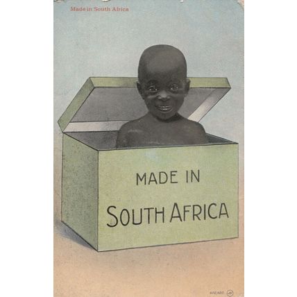 Made In South Africa Box With African Child Antique Postcard