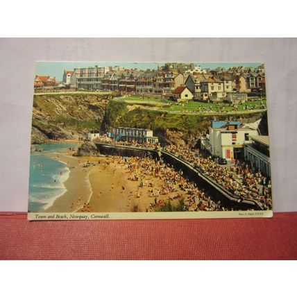 TOWN AND BEACH, NEWQUAY, Cornwall used postcard John Hinde 1979 pm #