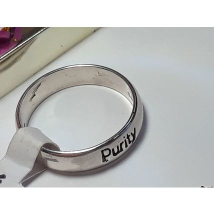 Estate 5.0mm half round "Purity" engraved Sterling Silver S-9 Band Ring #19516