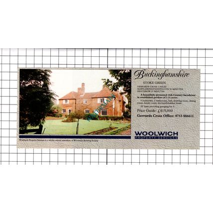 Stoke Green Buckinghamshire House Sale Advert - 1991 Clipping / Print