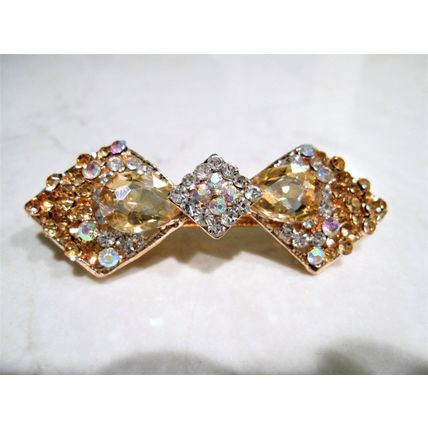 Gold or clear bow shaped crystal hair barrette clip bridal clip bridal barrette