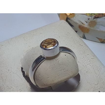 3/4ct Natural 6.0mm Round Bezel Sterling Silver simple 3.0mm Band Ring #20031