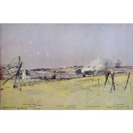 CHURCH OF ABLAIN AND SOUCHEZ 1915 François Flameng FRANCE WORLD WAR I PRINT