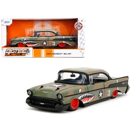 1957 Chevrolet Bel Air #3 Camouflage with Shark Mouth Graphics "Bigtime Muscl...