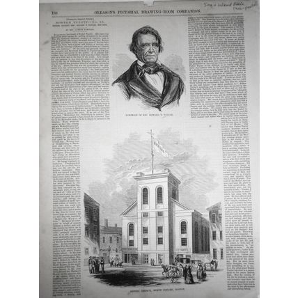 Bethel Church, Boston & Rev. Edward Taylor - Gleason's 1850s Story & 2 Prints