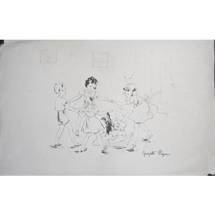 Georgette Pique sketch - Ring Around the Rosie - 20x13"