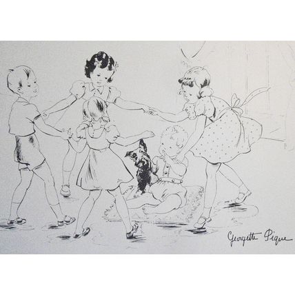 Georgette Pique sketch - Ring Around the Rosie - 20x13"