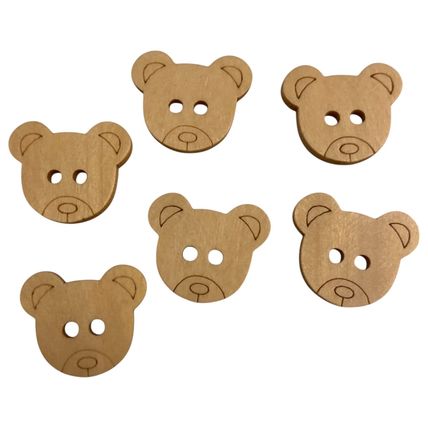 25mm Buttons Teddy Bear Head Natural Wooden Knitting Sewing Crocheting Crafts