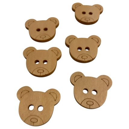 25mm Buttons Teddy Bear Head Natural Wooden Knitting Sewing Crocheting Crafts
