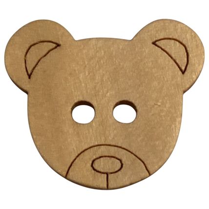 25mm Buttons Teddy Bear Head Natural Wooden Knitting Sewing Crocheting Crafts