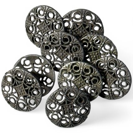 18mm Zinc Metal Sewing Shank Buttons Round Antique Silver Flower