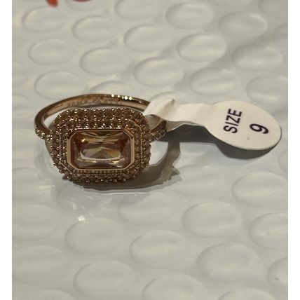 NWT Ring Bomb Party Sz9 RBP Flush Smokey Topaz Rose Gold P Band Costume Jewelry