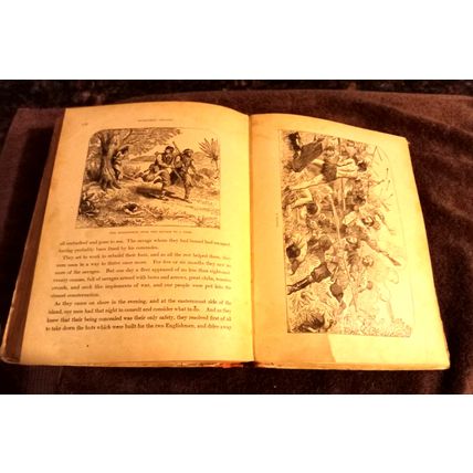 The Adventures Of Robinson Crusoe By Daniel Defoe Circa 1900 10" Tall Good Shape
