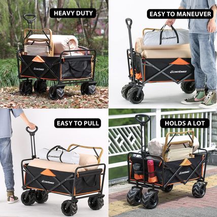 Echosmile Heavy Duty 350 Lbs Capacity Collapsible Wagon, Outdoor Folding Camping