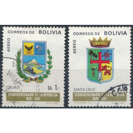 150th Anniv of Republic: 1p & 2.50p - Bolivia 1975 - FH - MiNr 882/3