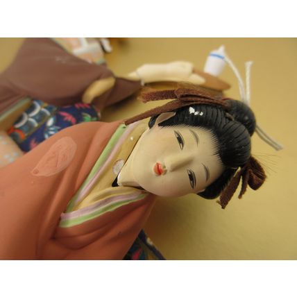 Vintage Japanese Geisha Kimono Silk Fabric 3D Shadow Box Wall Art - With Flaws