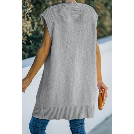 Gray Basic Vest Cardigan Sweater