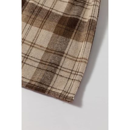 Beige Plaid Patchwork High Waist Sweatshirt Mini Dress