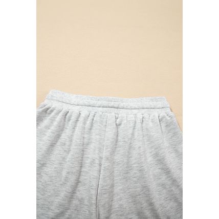 Light Grey Color Block Raw Hem Pullover and Casual Shorts Set