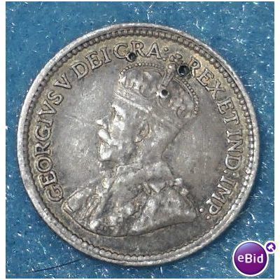 1914 Canada Sterling Silver Five 5 Cent Coin