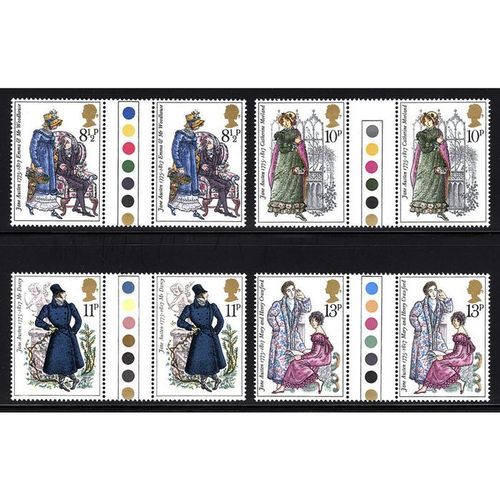 Great Britain 1975 Jane Austen Traffic Gutter Pair Mint NHM 3 SG 989-992 stamp