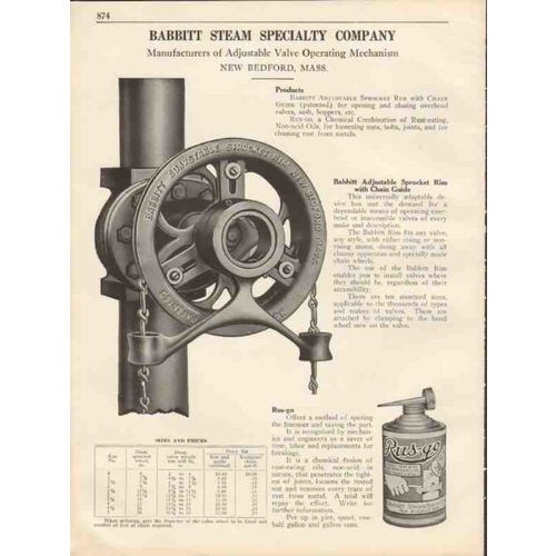 babbitt steam specialty company 1931 valve mechanism vintage catalog