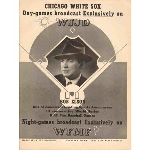 wjjd wfmf 1948 bob elson chicago white sox radio stations vintage ad