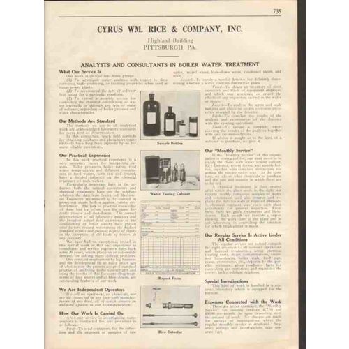 cyrus wm rice company 1931 boiler water treatment vintage catalog