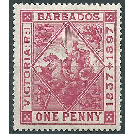 Barbados 1897 SG118 1d Rose Jubilee Mounted Mint....