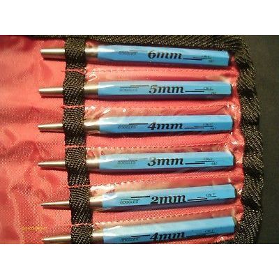 6 Piece Metric Punch Set Inc Vinyl/Nylon Hang up Storage Pouch 2, 3, 4, 4, 5, 6