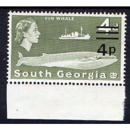 South Georgia Sg59 4p on 4d Bronze-Green wmk 14 fresh mint never hinged (SGA3)