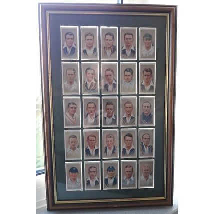CRICKETERS 1934, John Player Cards 1 to 25, Framed for Wall Hanging
