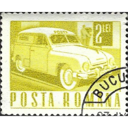 ROMANIA, ROAD, Mail collection, yellow-olive 1968, 2lei