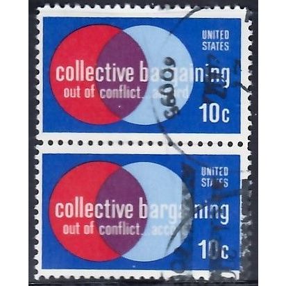 USA, 1975 10c Collective Bargaining, SG 1554 (Scott #1558), used pair,